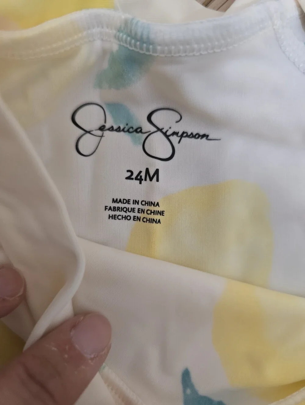 New Jessica Simpson Kids Lemon-Print Long Sleeve Rashguard One-Piece